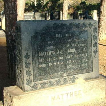 MATTHEE Matthys J.J. 1887-1968 &amp; Anna S. MATTHEE 1895-1949