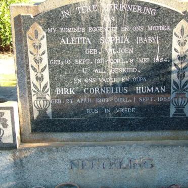 NEETHLING Dirk Cornelius Human 1907-1988 &amp; Aletta Sophia VILJOEN 1911-1954