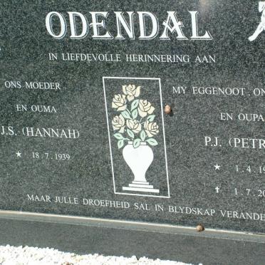 ODENDAL P.J. 1939-2000 &amp; J.S. 1939-