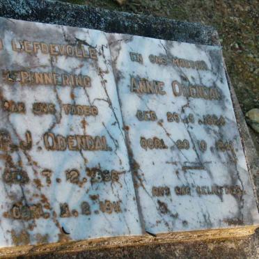 ODENDAL P.J. 1858-1911 &amp; Annie 1864-1941 