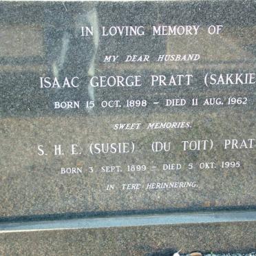 PRATT Isaac George 1898-1962 &amp; S.H.E. DU TOIT 1899-1995