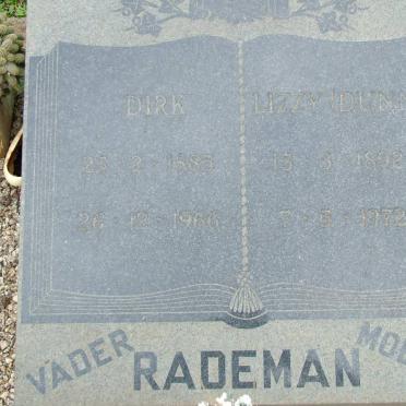RADEMAN Dirk 1885-1966 &amp; Lizzy DUNN 1892-1972