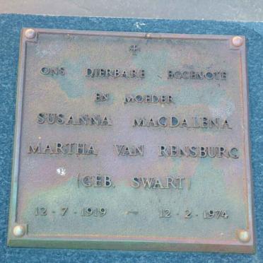 RENSBURG Susanna Magdalena Martha, van nee SWART 1919-1974