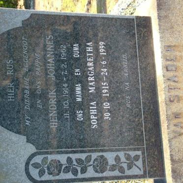 STADEN Hendrik Johannes, van 1914-1962 &amp; Sophia Margaretha 1915-1999