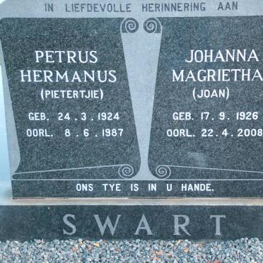 SWART Petrus Hermanus 1924-1987 &amp; Johanna Magrietha 1926-2008