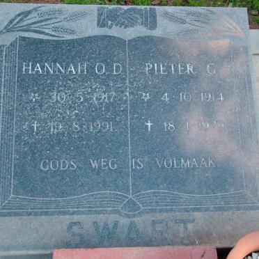 SWART Pieter G. 1914-1979 &amp; Hannah O.D. 1917-1991