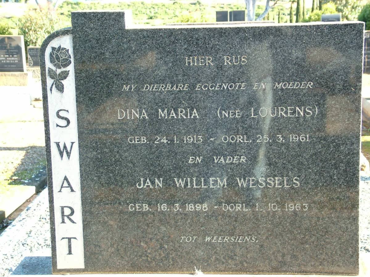 SWART Jan Willem Wessels 1898-1963 &amp; Dina Maria LOURENS 1913-1961
