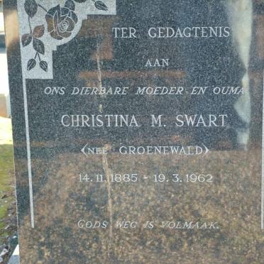 SWART Christina M. nee GROENEWALD 1885-1962
