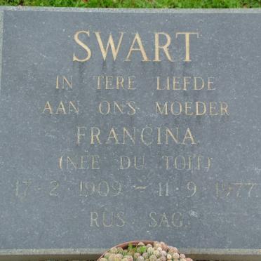 SWART Francina nee DU TOIT 1909-1977