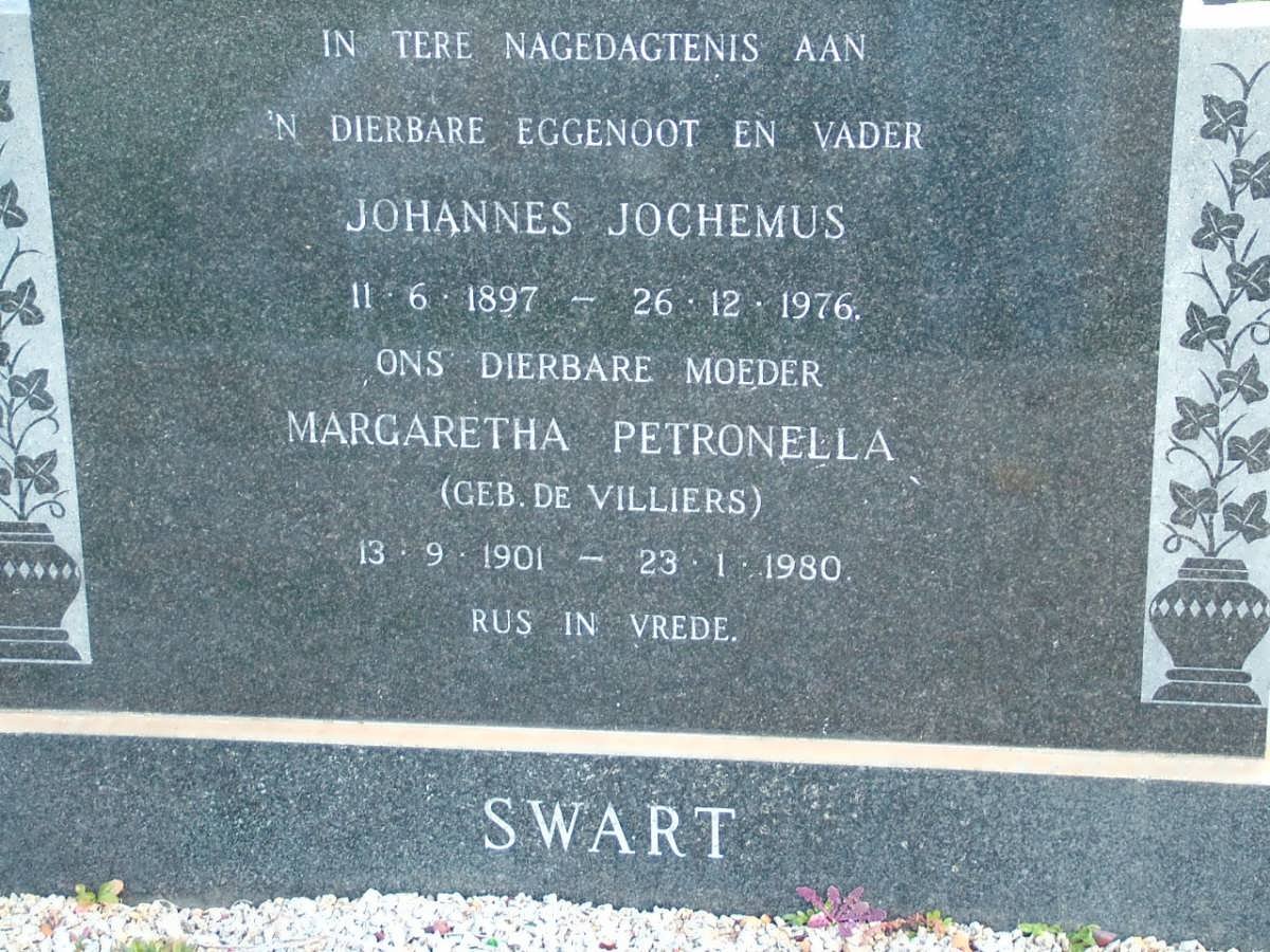 SWART Johannes Jochemus 1897-1976 &amp; Margaretha Petronella DE VILLIERS 1901-1980