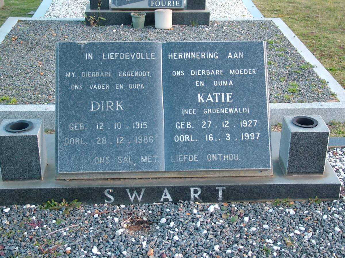 SWART Dirk 1915-1986 &amp; Katie GROENEWALD 1927-1997