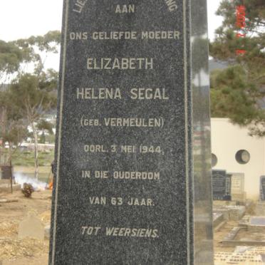 SEGAL Elizabeth Helena nee VERMEULEN -1944