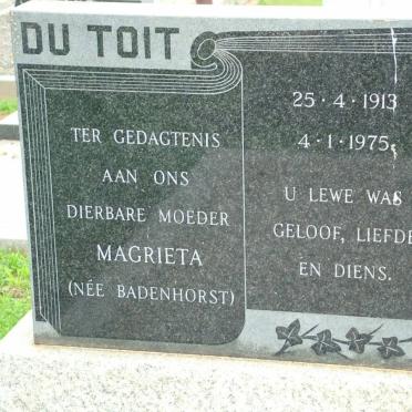 TOIT Magrieta, du nee BADENHORST 1913-1975
