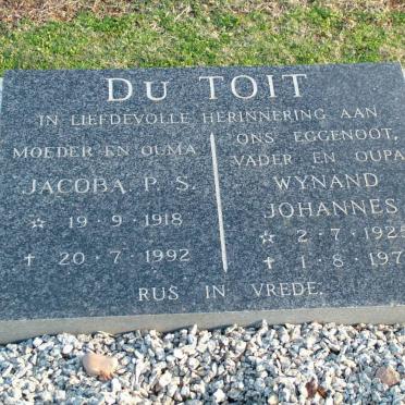 TOIT Wynand Johannes, du 1925-1979 &amp; Jacoba P.S. 1918-1992