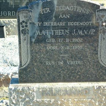 TALJAARD Mattheus J.M. V./P. 1902-1955