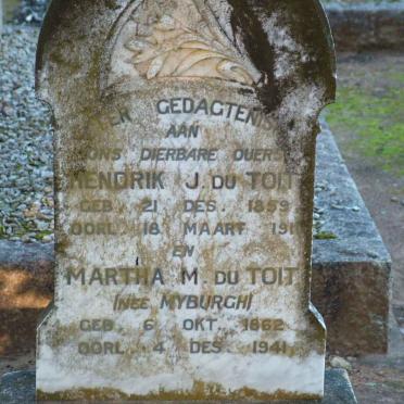 TOIT Hendrik J., du 1895-1910 &amp; Martha M. MYBURGH 1862-1941