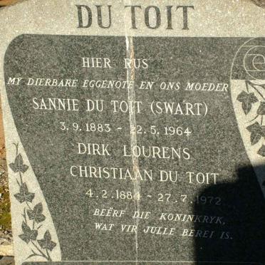 TOIT Dirk Lourens Christiaan, du 1884-1972 &amp; Sannie SWART 1883-1964