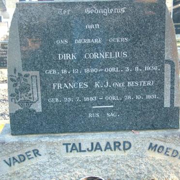 TALJAARD Dirk Cornelius 1890-1936 &amp; Frances K.J. BESTER 1893-1951
