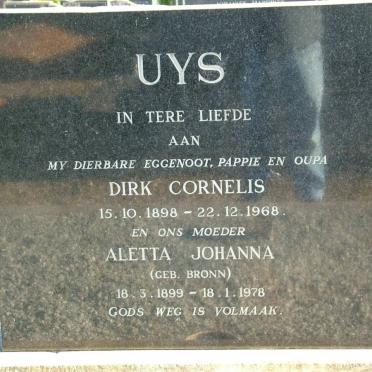 UYS Dirk Cornelis 1898-1968 &amp; Aletta Johanna BRONN 1899-1978