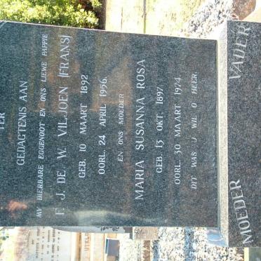 VILJOEN F.J. De W. 1892-1956 &amp; Maria Susanna Rosa 1897-1974