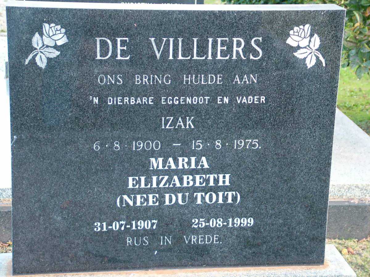 VILLIERS Izak, de 1900-1975 &amp; Maria Elizabeth DU TOIT 1907-1999