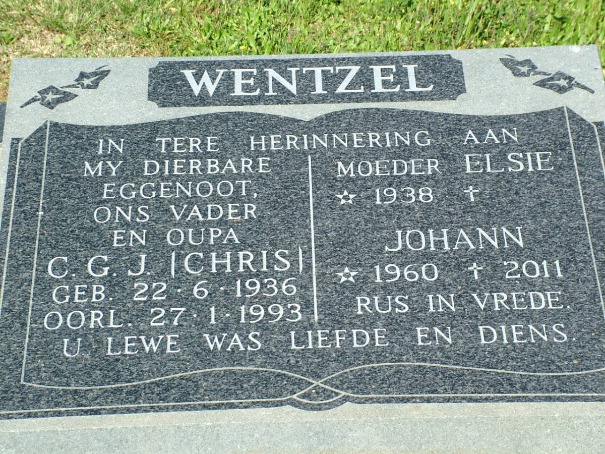 WENTZEL C.G.J. 1936-1993 &amp; Elsie 1938- :: WENTZEL Johann 1960-2011