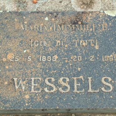WESSELS Martha E. nee DU TOIT 1888-1969