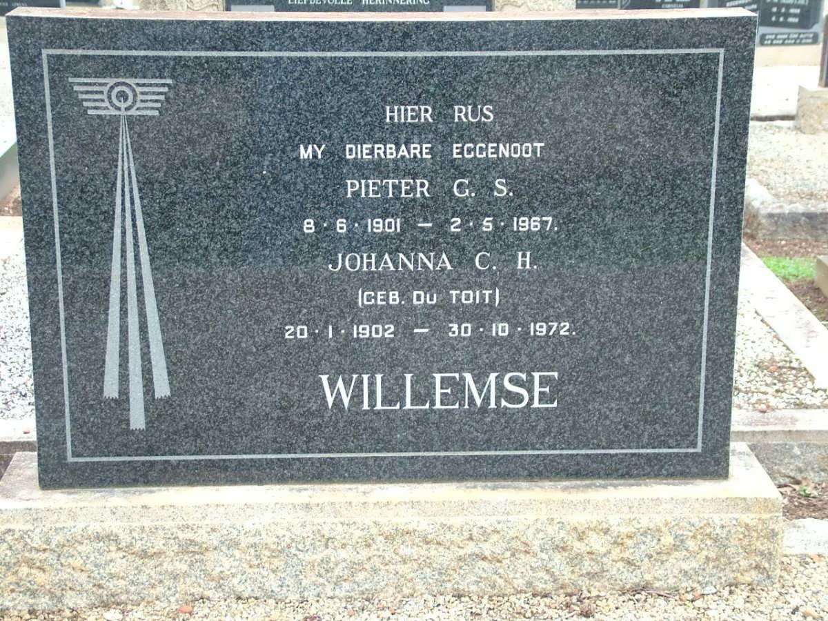 WILLEMSE Pieter G.S. 1901-1967 &amp; Johanna C.H. DU TOIT 1902-1972
