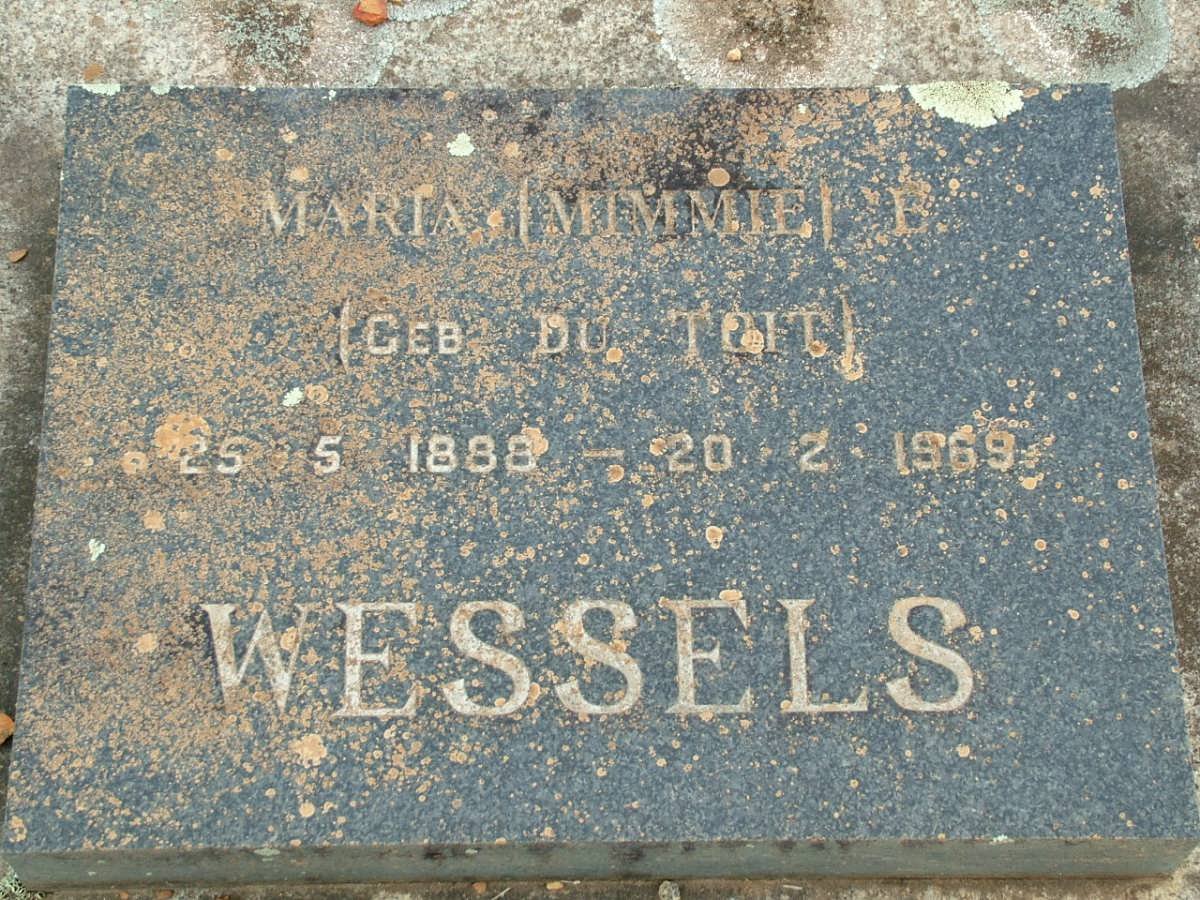 WESSELS Martha E. nee DU TOIT 1888-1969