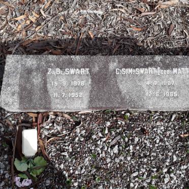 SWART Z.B. 1878-1952 &amp; C.S.M. MATTHEE 1887-1965