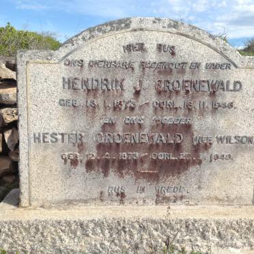 GROENEWALD Hendrik J. 1873-1946 &amp; Hester WILSON 1873-1949