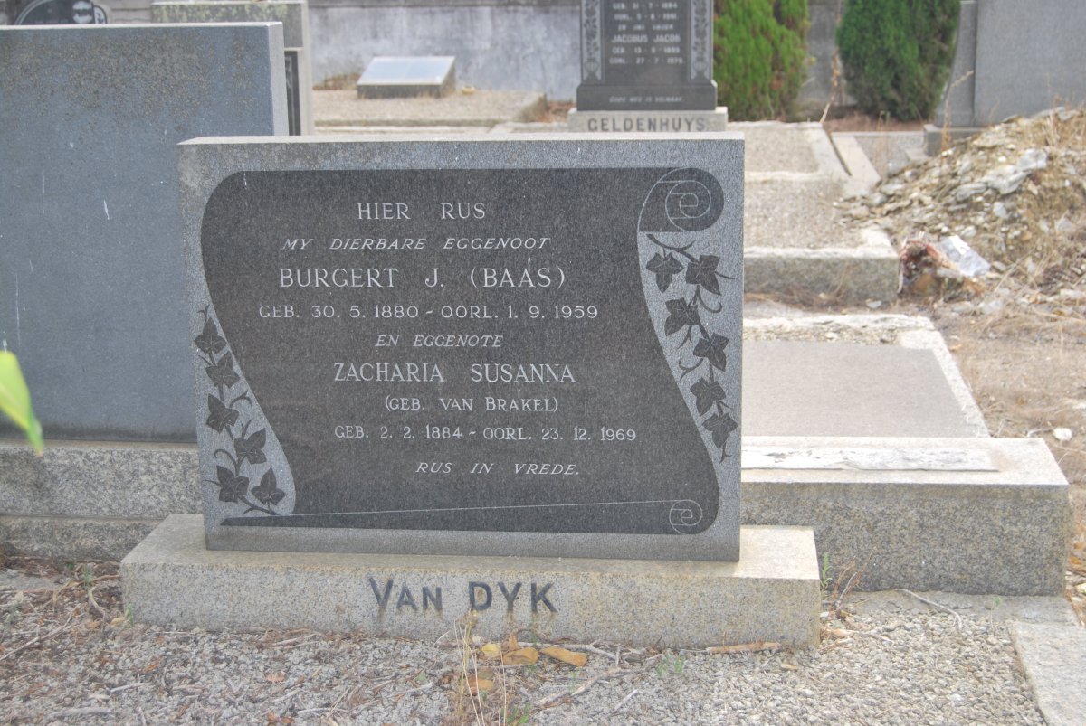 DYK Burgert J., van 1880-1959 &amp; Zacharia Susanna VAN BRAKEL 1884-1969