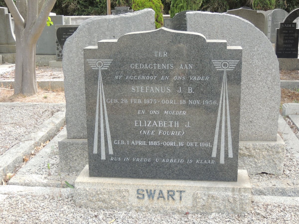 SWART Stefanus J.B. 1875-1956 &amp; Elizabeth J. FOURIE 1885-1961