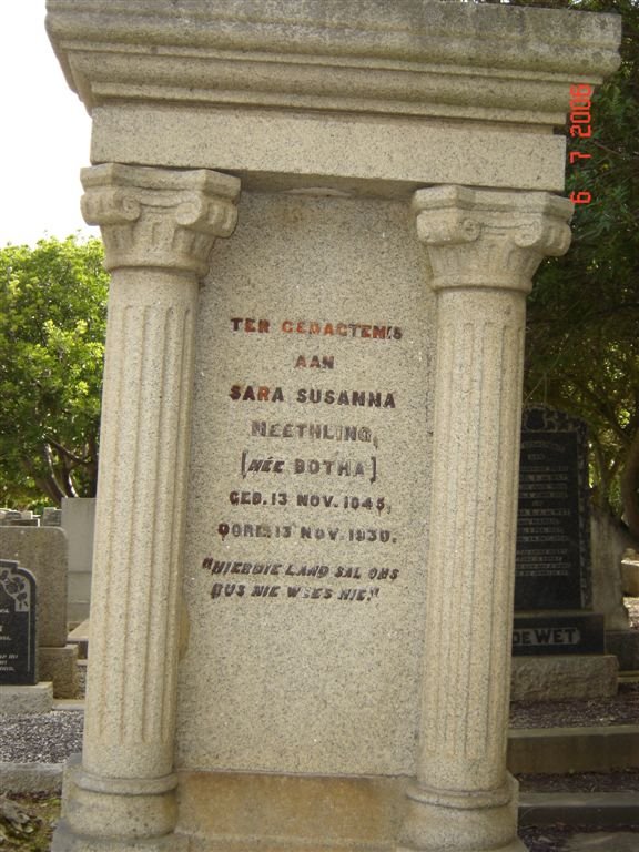 NEETHLING Sara Susanna nee BOTHA 1845-1930