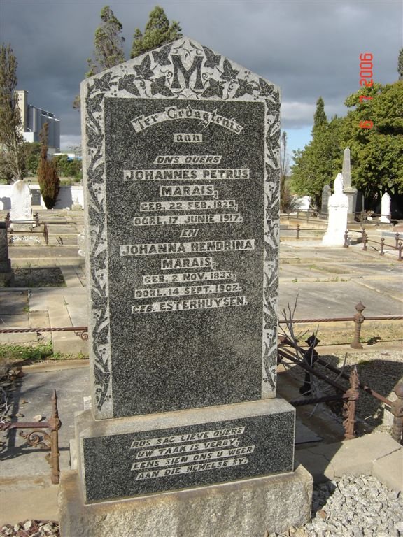 MARAIS Johannes Petrus 1829-1917 &amp; Johanna Hendrina ESTERHUYSEN 1833-1902