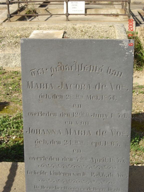 VOS Maria Jacoba, de 1871-1874 &amp; Johanna Maria DE VOS 1867- 1875