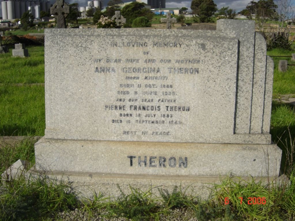 THERON  Pierre Francois 1883-1948 &amp; Anna Georgina KNIGHT 1866-1930