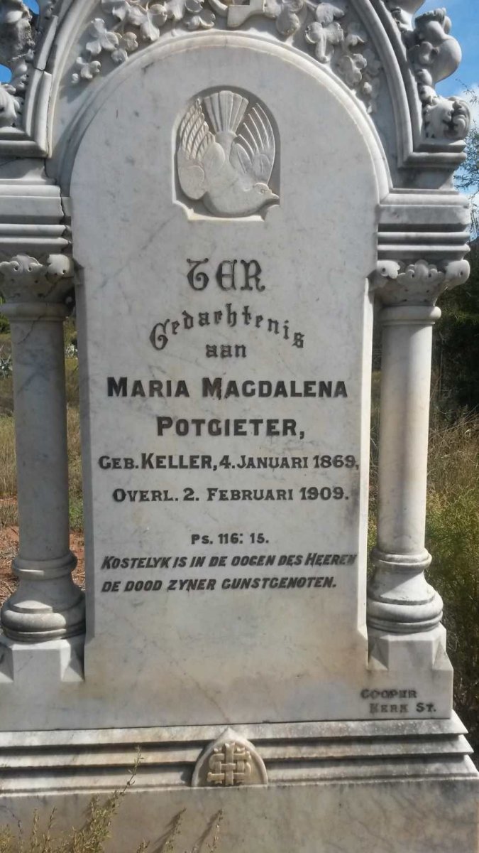 POTGIETER Maria Magdalena nee KELLER 1869-1909
