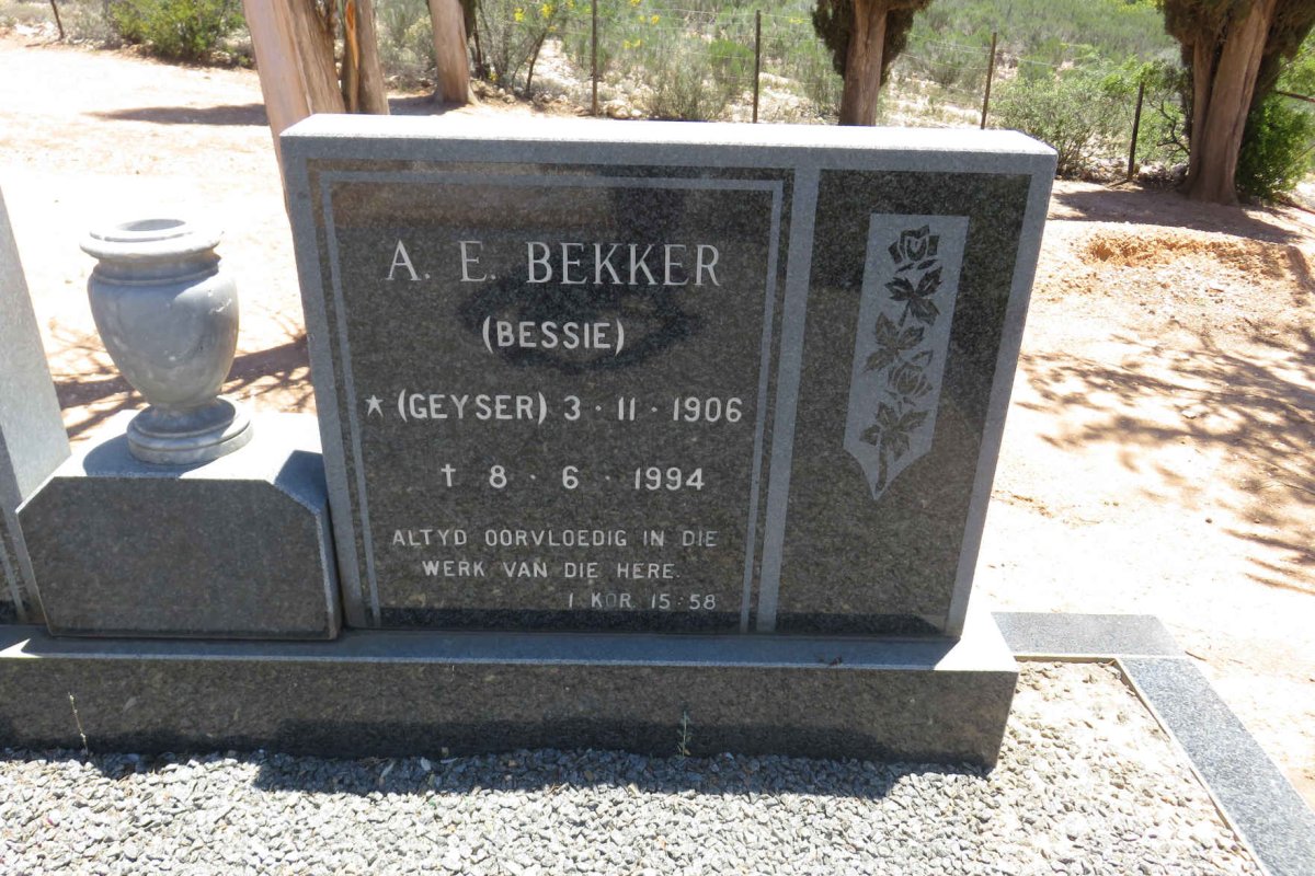 BEKKER A.E. nee GEYSER 1906-1994