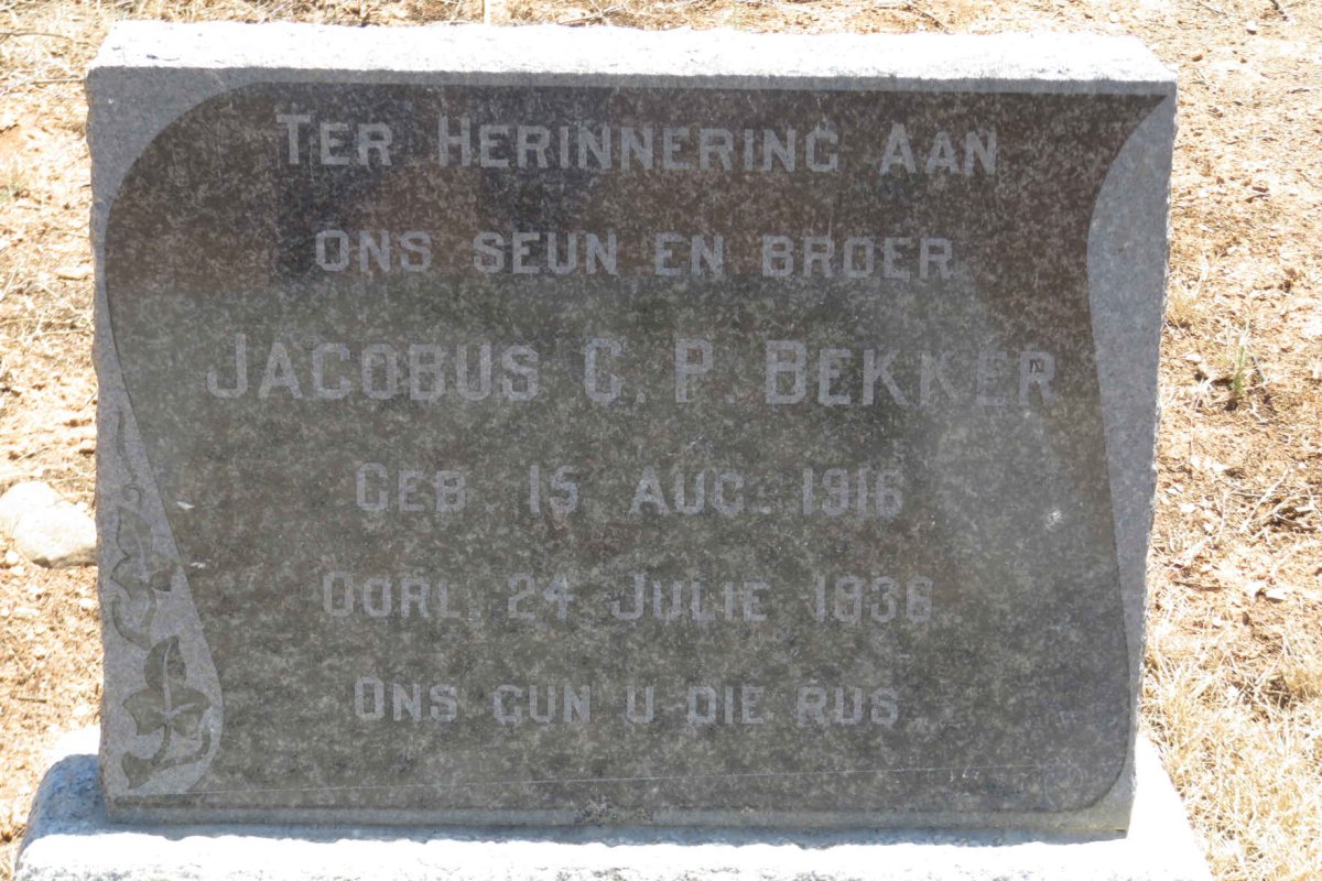BEKKER Jacobus C.P. 1916-1936