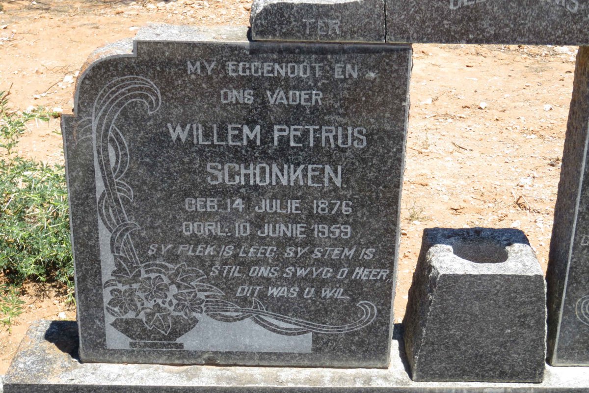 SCHONKEN Willem Petrus 1876-1959 &amp; Anna Petronella BEKKER 1879-1966