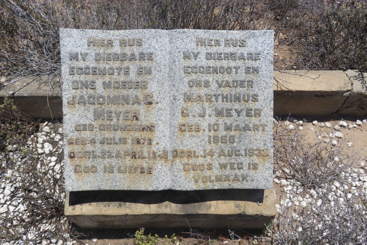 MEYER Marthinus G.J. 1868-1933 &amp; Jacomina C. GRUNDLING 1872-1949