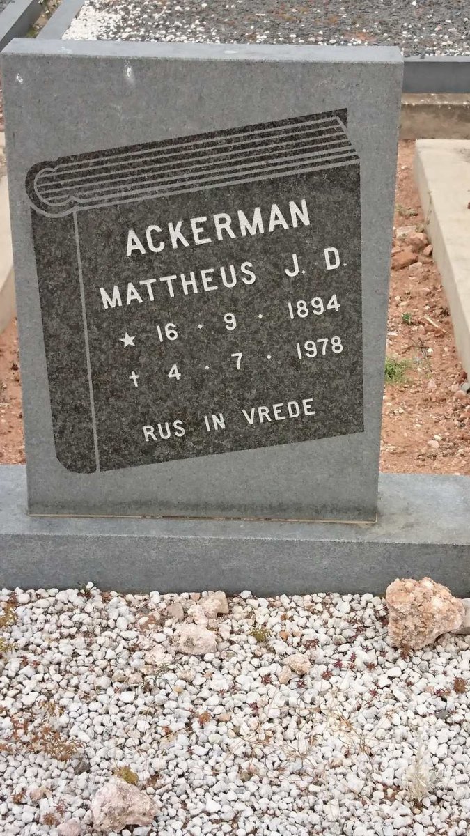ACKERMAN Mattheus J.D. 1894-1978