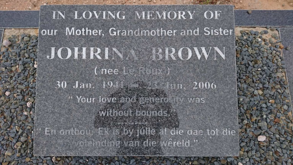BROWN Johrina nee LE ROUX 1941-2006