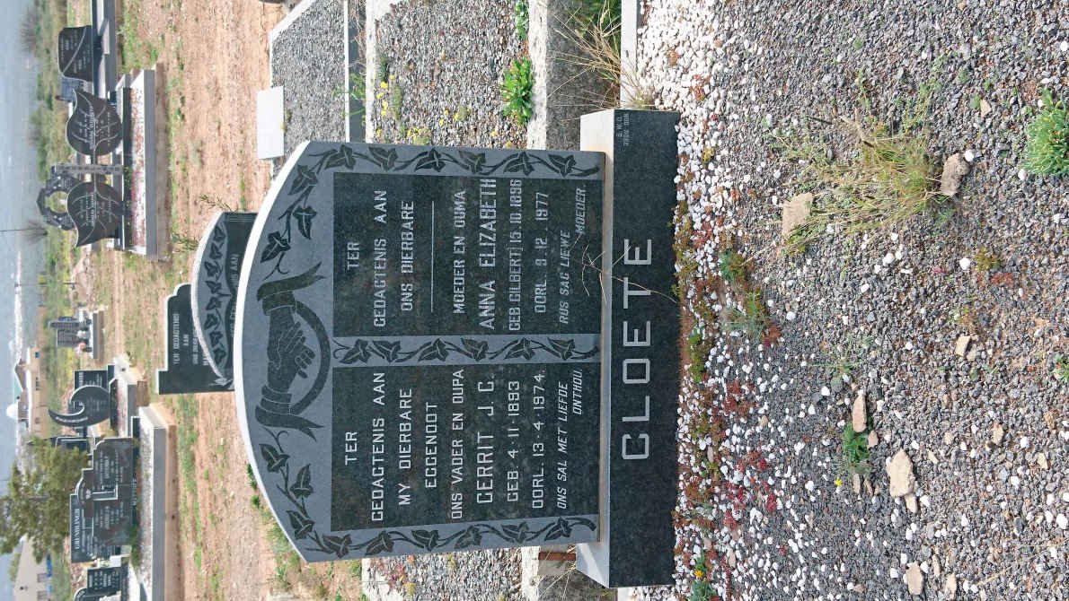 CLOETE Gerrit J.C. 1893-1974 &amp; Anna Elizabeth GILBERT 1896-1977