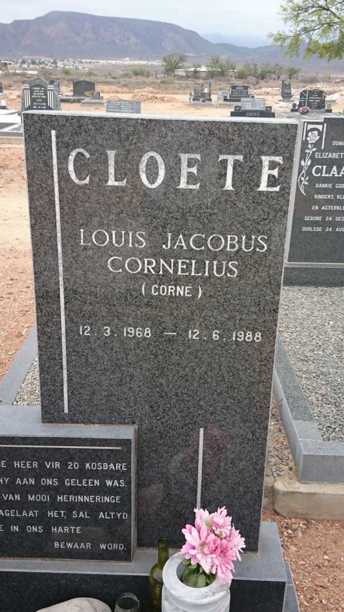 CLOETE Louis Jacobus Cornelius 1968-1988