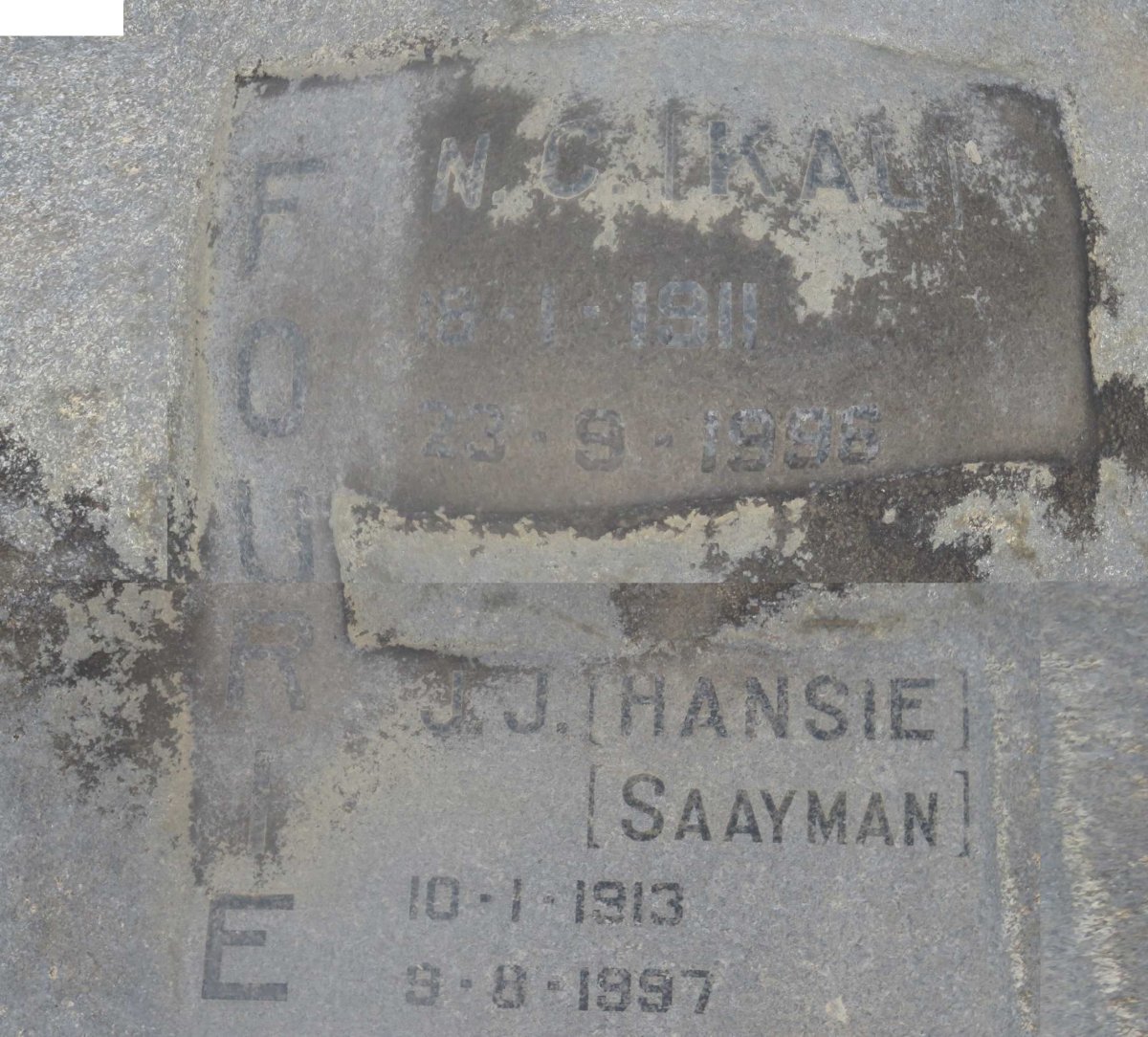 FOURIE N.C. 1911-19?6 &amp; J.J. SAAYMAN 1913-1997
