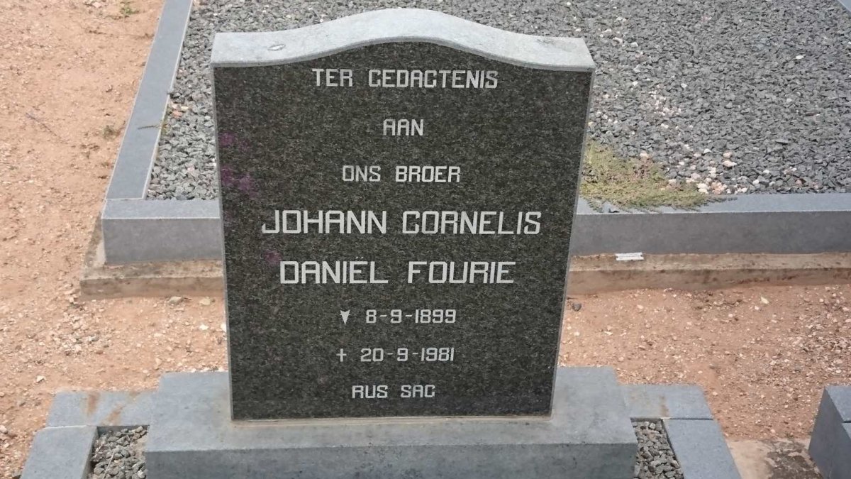 FOURIE Johann Cornelius Daniël 1899-1981
