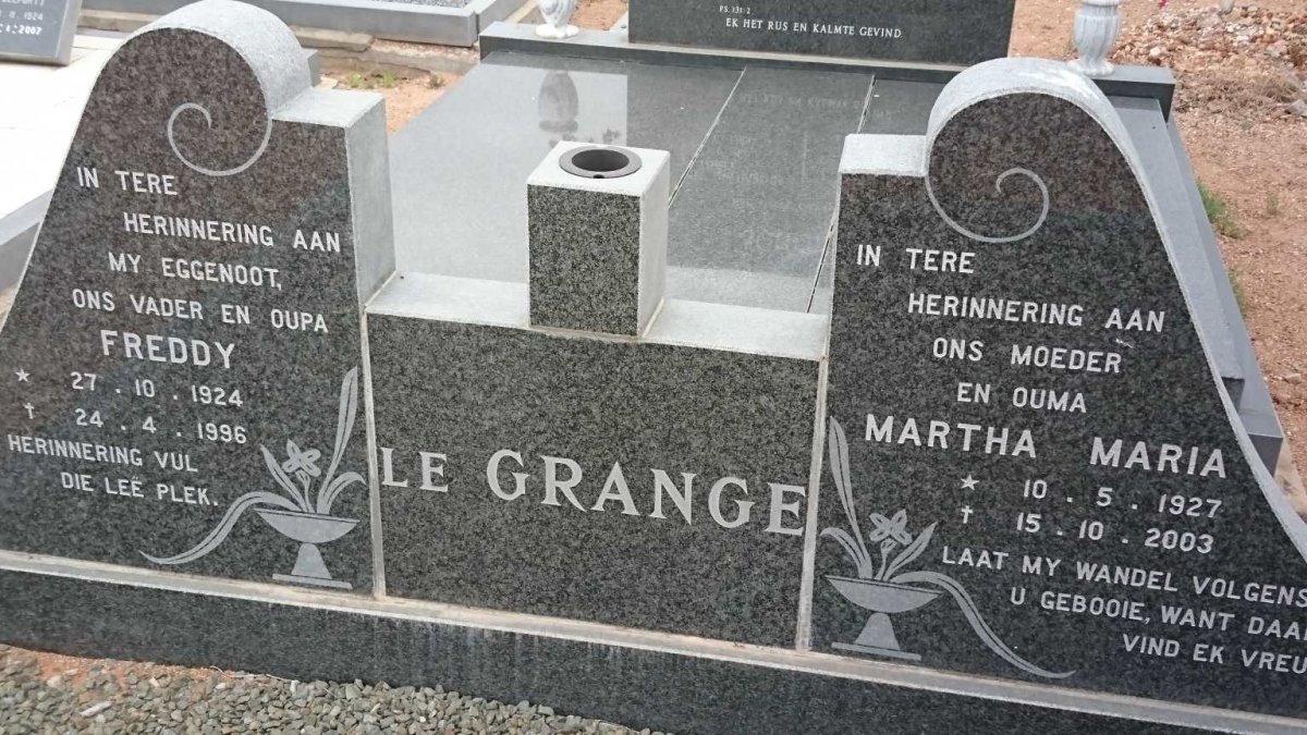GRANGE Freddy, le 1924-1996 &amp; Martha Maria 1927-2003