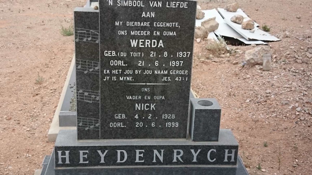 HEYDENRYCH Nick 1928-1999 &amp; Werda DU TOIT 1937-1997